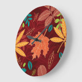 Blätter im Herbst: Nahtloses Naturmuster Große Wanduhr (Winkel)