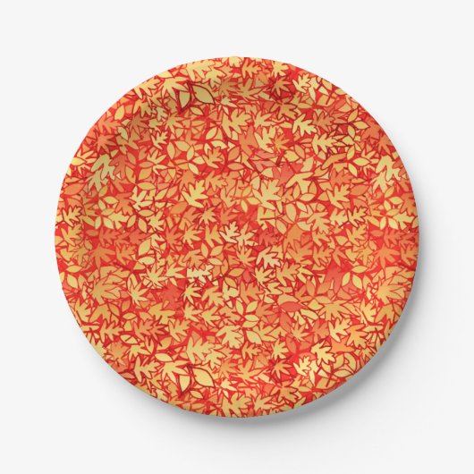 Blätter im Herbst, Orange und Gold Pappteller (Vorderseite)