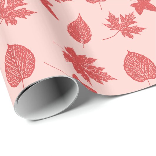 Blätter im Herbst - orange und rosa Geschenkpapier (Rolleneckpunkt)