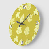 Blätter im Herbst - Senf und hellgelb Große Wanduhr (Winkel)
