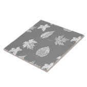 Blätter im Herbst - silbergrau und weiß Fliese (Seite)