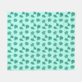 Blätter im Herbst - Türkis und Aqua Fleecedecke (Vorderseite (Horizontal))