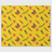 Blätter im Herbst und Zweig nahtloses Wrapping-Pap Geschenkpapier (Flach)