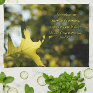 Blätter im Morgensonnenlicht Vers von Isaiah Geschirrtuch