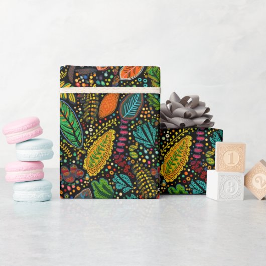 Blätter im Stil der aborigines Kunst Geschenkpapier (Babyparty)
