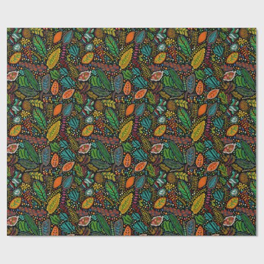 Blätter im Stil der aborigines Kunst Geschenkpapier (Flach)