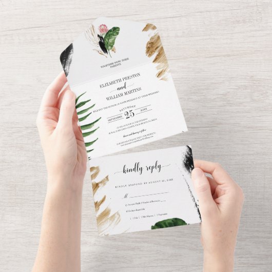 Blätter im tropischen Sommer mit UAWG All In One Einladung (Abreißen)