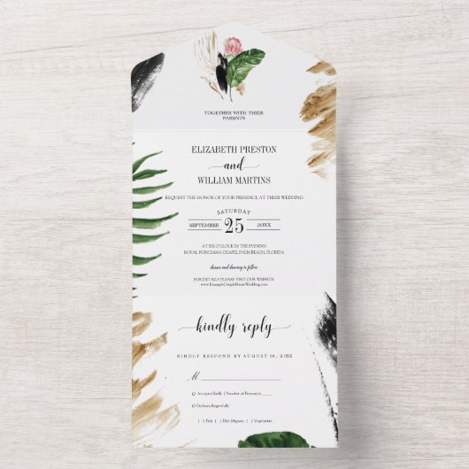 Blätter im tropischen Sommer mit UAWG All In One Einladung (Innen Boden)