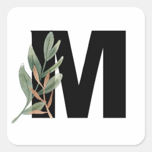Blätter Imitate Gold Foil Letter M Monogram Sticke Quadratischer Aufkleber