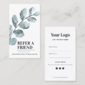 Blätter in Aquarellfarben Empfehlungskarte (Vorne/Hinten)