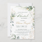 Blätter in Aquarellgrün und Gold Brautparty Einladung (Vorderseite)