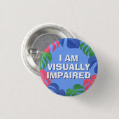 Blätter in blau-rosa, sehbehindert button (Vorne & Hinten)