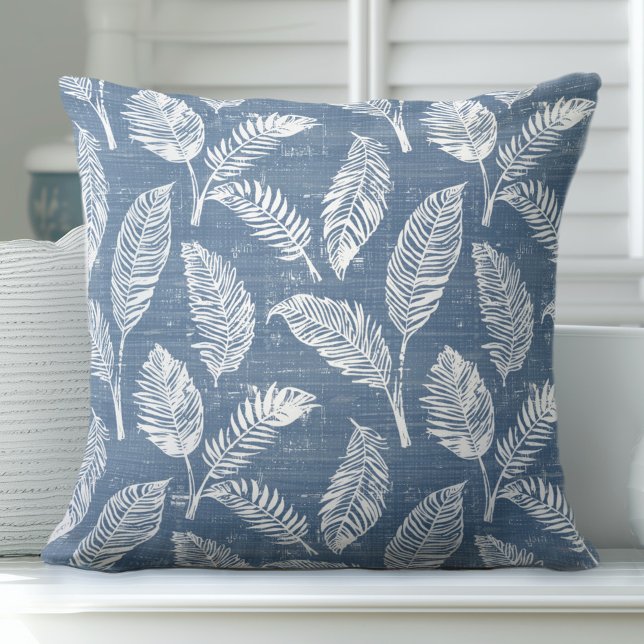 Blätter in Blau und Weiß Kissen (Von Creator hochgeladen)