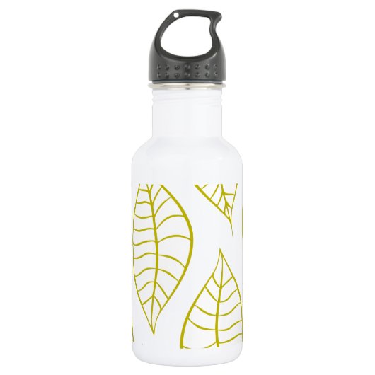 Blätter in Citron Edelstahlflasche (Vorderseite)