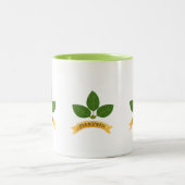 Blätter in der grünen Bucht Zweifarbige Tasse (Mittel)