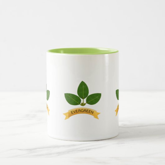 Blätter in der grünen Bucht Zweifarbige Tasse (Mittel)