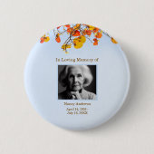 Blätter in der Liebe zur Gedächtnisbeerdigung Button (Vorderseite)