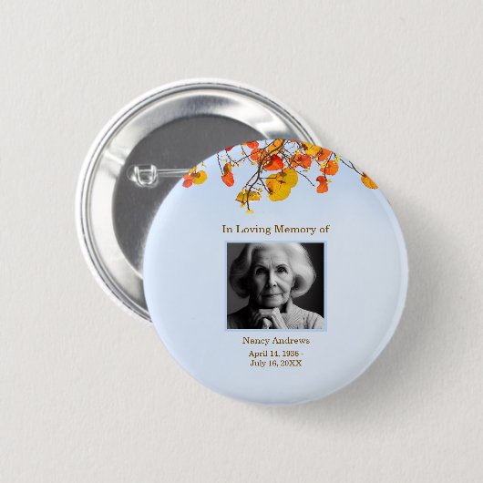 Blätter in der Liebe zur Gedächtnisbeerdigung Button (Vorne & Hinten)