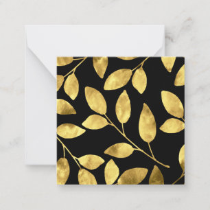 Blätter in Gold und Schwarz Mitteilungskarte