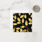 Blätter in Gold und Schwarz Mitteilungskarte (Vorderseite/Rückseite Beispiel)