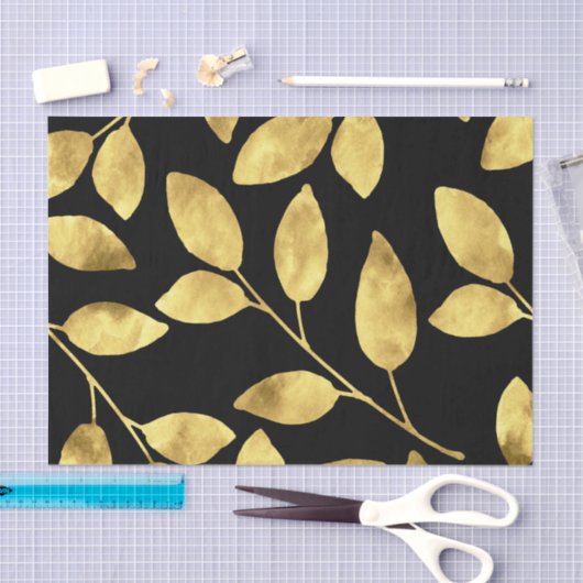 Blätter in Gold und Schwarz Seidenpapier (Handwerk)