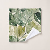 Blätter in Größe und Aquamarin Badhandtuch Set (Waschlappen)