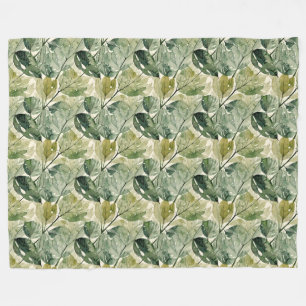 Blätter in Größe und Aquamarin Fleecedecke