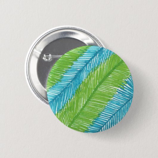 Blätter in Grün und Blau Button (Vorne & Hinten)