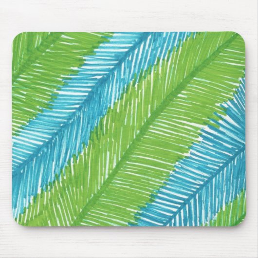 Blätter in Grün und Blau Mousepad (Vorne)