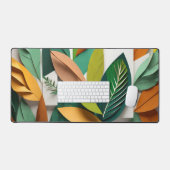 Blätter in Grün und Gold schneiden Schreibtischunterlage (Tastatur & Maus)