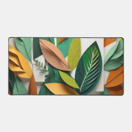 Blätter in Grün und Gold schneiden Schreibtischunterlage