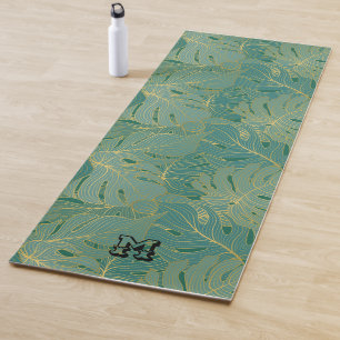 Blätter in Grün und Gold Yogamatte