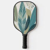 Blätter in Grüntönen Pickleball Schläger (Rückseite)