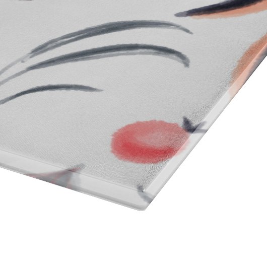 Blätter in hellen Aquarellfarben und Beeren-Muster Schneidebrett (Ecke)