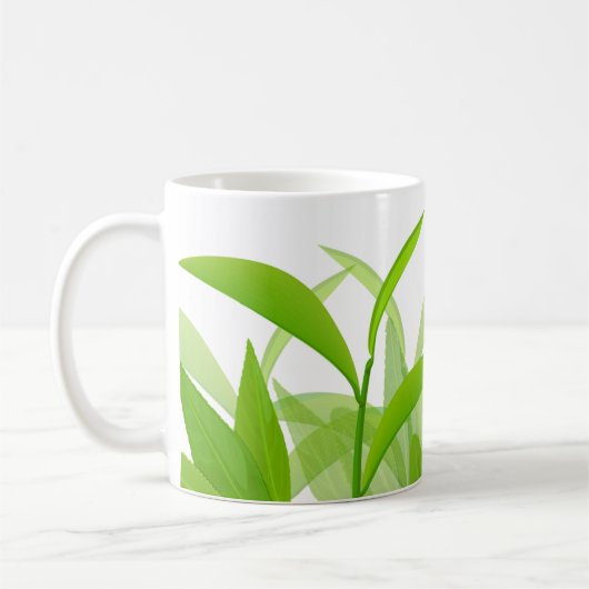 Blätter in leuchtend grünen Aquarellen Kaffeetasse (Links)