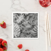 Blätter in Schwarz-Weiß-Farbtönen Serviette (Beispiel)