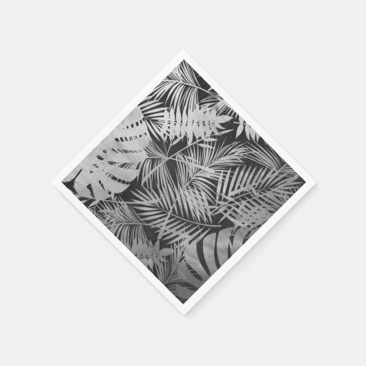 Blätter in Schwarz-Weiß-Farbtönen Serviette (Ecke)