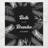 Blätter in Schwarz-Weiß-Kiefer Weinetikett (Einzelnes Label)