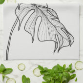 Blätter in Schwarz-Weiß-Pflanze Geschirrtuch (Gefaltet)