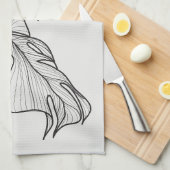 Blätter in Schwarz-Weiß-Pflanze Geschirrtuch (Viertel Falte)