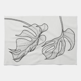 Blätter in Schwarz-Weiß-Pflanze Geschirrtuch