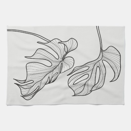 Blätter in Schwarz-Weiß-Pflanze Geschirrtuch (Horizontal)