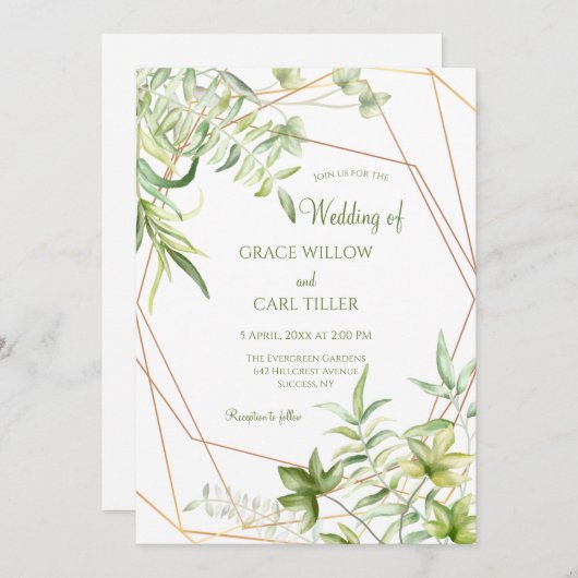 Blätter in Wasserfarbe Einladung (Vorne/Hinten)