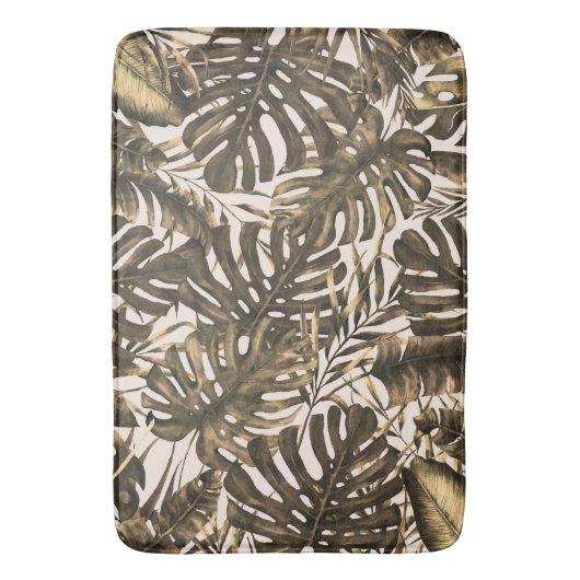 Blätter Insel Olivgrün & Creme Tropical Palm Badematte (Vorderseite Vertikal)