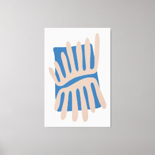 Blätter inspirieren abstraktes Kunstwerk in Blau u Leinwanddruck