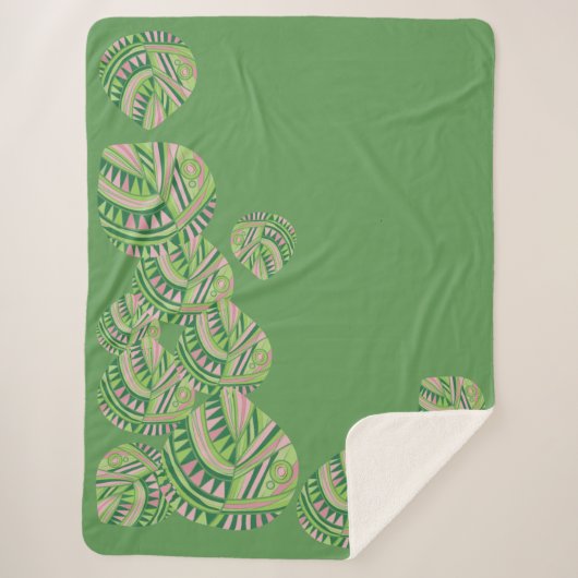 Blätter Jazz / Green Dusty Pink 4 Sherpadecke (Vorderseite)