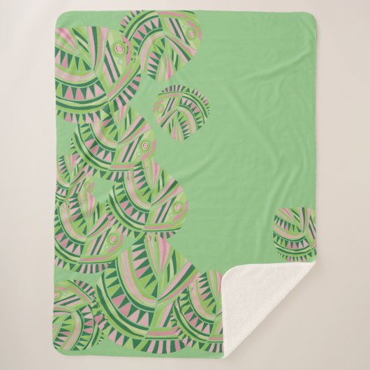 Blätter Jazz / Mint Dusty Pink 4 Sherpadecke (Vorderseite)