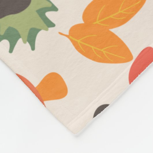 Blätter Kastanien und Pilze - Fleecedecke (Ecke)