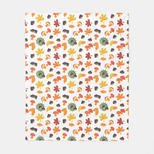 Blätter, Kastanien und Pilze im Muster Fleecedecke (Vorderseite)