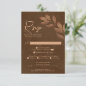 Blätter Kastanienbraun Hochzeit im Wasser RSVP Karte (Stehend Vorderseite)